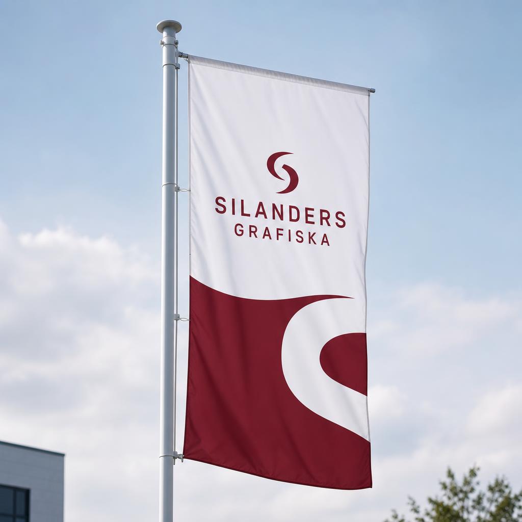 Reklamflagga – Klassisk flagga på stång – för mast eller fasad | Silanders Grafiska, tryckeri i Göteborg